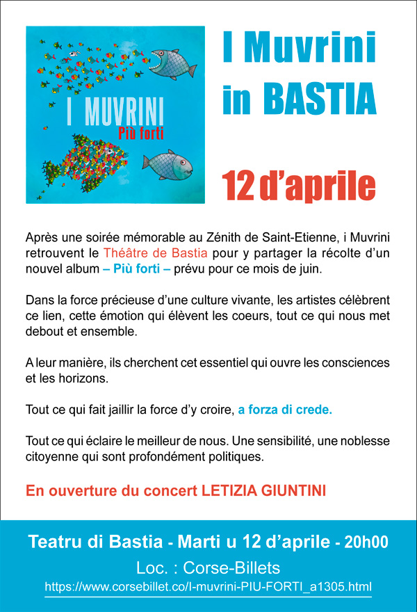 I Muvrini en concert le 12 avril 2022 au Théâtre de Bastia