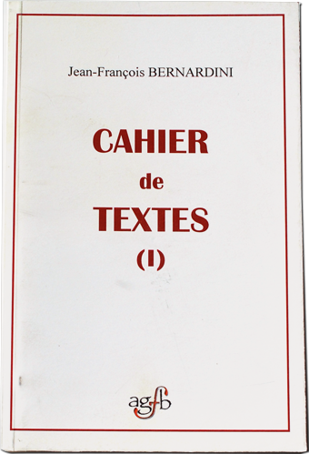 Jean-Fran&ccedil;ois Bernardini, cahier de textes